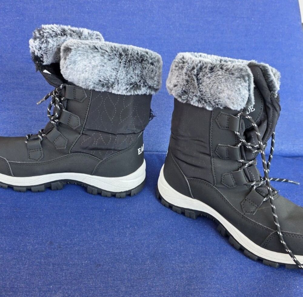 EarldeWomen’s 8 Snow Boot With Waterproof Lace Up Mid-Calf Outdoor Winter Deep